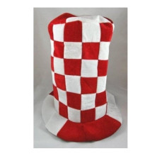 Red and White Chequered Top Hat